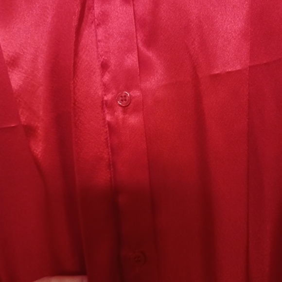 Vintage RED Tess Milano Satin Long Sleeved Blouse Ladies 4 Maximalist Old Money - Picture 7 of 8